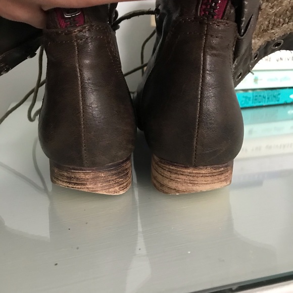 Brown Leather Madden Girl Combat Boots - Picture 5 of 5